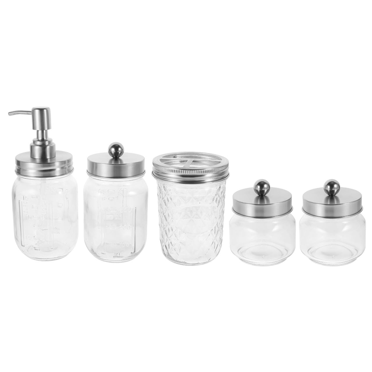 BETOOKY Set de Accesorios para Baño Dispensador Manual de Loción, Vaso para Cepillo de Dientes y Soporte en Vidrio y Acero Inoxidable, Adecuado para Organizar el Baño