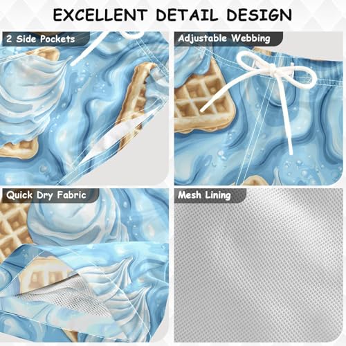 Pigsaly Boys Swim Trunks Blue Glaze Down Wafer Boys Board Shorts Swimsuit Swimwear Summer Bathing Suit XS3