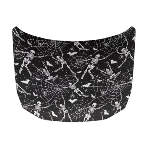 Image of Car Hood Cover Protector Dancing Skeleton Print Waterproof Car Hood Wrap Blanket Auto Flag Automotive Halloween Exterior Accessories for Sedans SUVs Pickups Trucks Jeeps