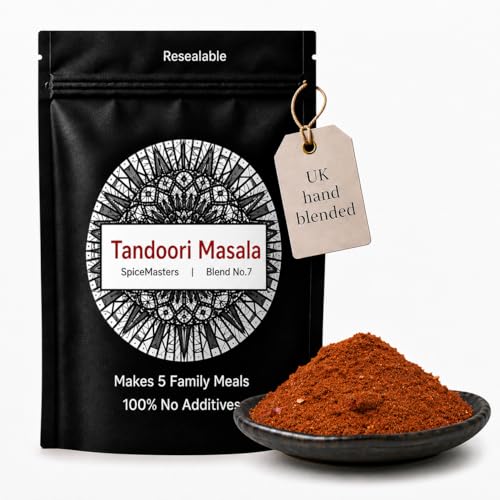 Tandoori Masala Powder - Makes 5 Easy Family Curries - No Artificial Colours Flavourings or Preservatives - Hand Blended Premium Spices - Easy Recipes - Cook healthier meals