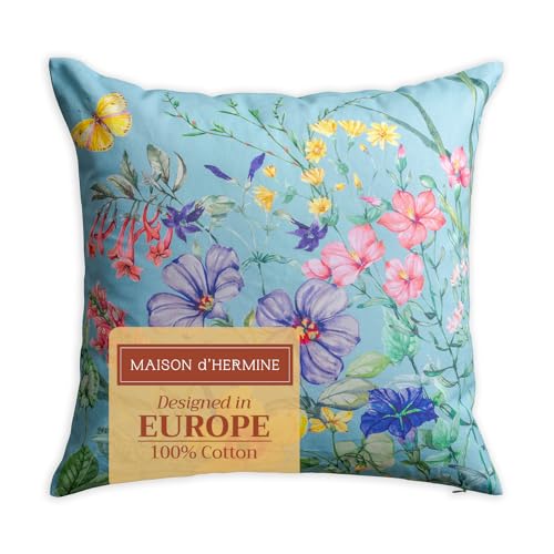 Maison d' Hermine Throw Pillow Covers 100% Cotton (18" x 18" - Pack of 1)