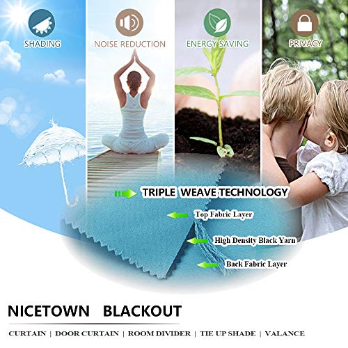 NICETOWN Outdoor Patio Curtains Long Drapes, Versatile Thermal Insulated Top and Bottom Grommets Block The Sun and Heat, Privacy Protection for Patio/Front Porch (W52 x L108, 1 Panel, Teal Blue) by NICETOWN - Image 4