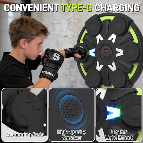 Image of Music Boxing Machine for Kids & Adults - Wall Punching Pad with Lighting, 9-Speed Bluetooth Boxing Game with Gloves, Wall Mounted Exercise Equipment, 2026 Upgrade Boxing Equipment for Kids Age 6+