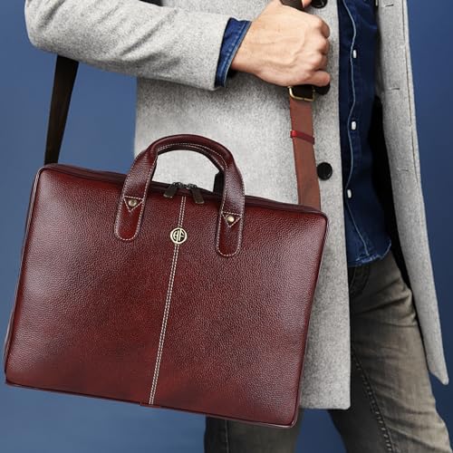 HAMMONDS FLYCATCHER Genuine Leather Laptop Bag for Men Office Bag, Brown Color Fits Up to 14