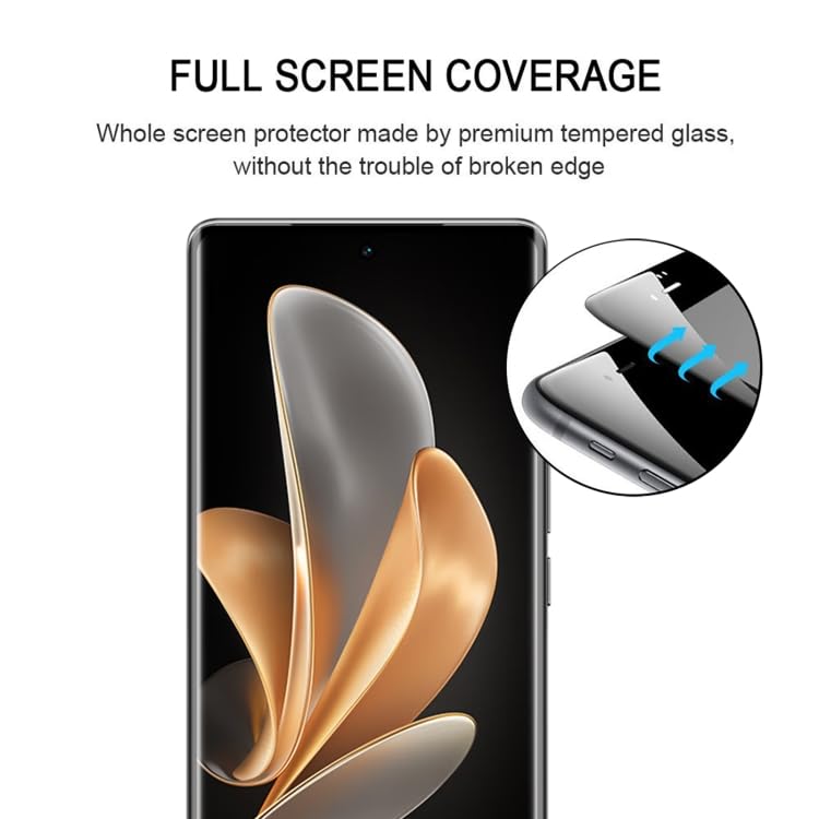 Image of Casodon Tempered Glass Screen Protector Guard for Vivo V29e 5G (Black) Full Screen Coverage with Easy Installation Kit