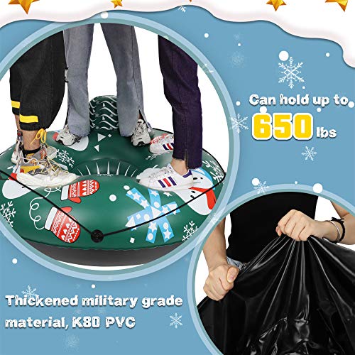 Extra Large 50 Inch Snow Tube with Backrest No More Popped with Thicker K80 Military Grade Material Inflatable Snow Sled for Kids and Adults Durable Sledding Tubes Heavy Duty Inflatable Snow Tube - Thumbnail 4