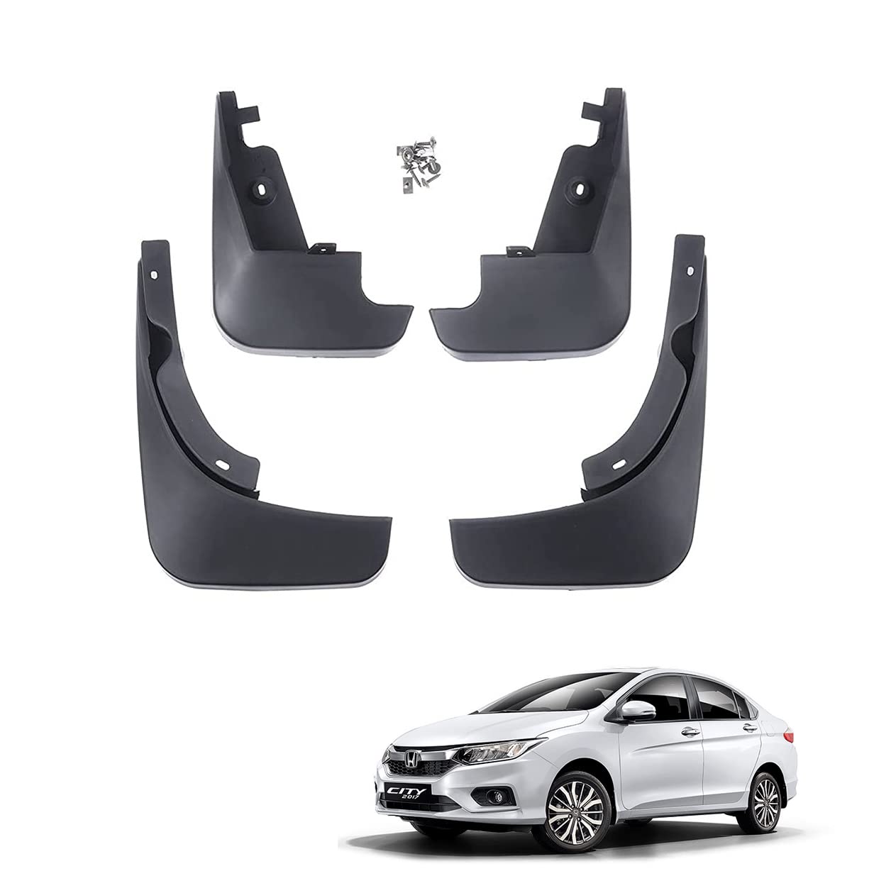 Kozdiko Car O.E Type Custom Fit Front and Rear Mud Flap Guard Compatible for Honda City (2017-Present)