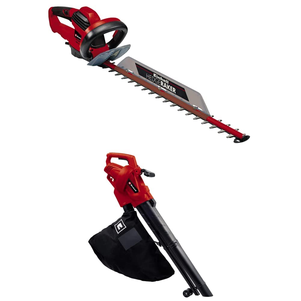 Einhell Ge-Eh 6560 Tagliasiepi Elettrico 220-240 V, 650 W, Rosso & Aspiratore Elettrico GC-EL 3024 E, Nero Rosso
