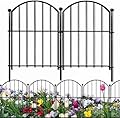 AOPEC 10 Panels No Dig Metal Garden Fence, Rustproof Decorative Dog & Rabbit Barrier with 11 Sturdy Stakes, Outdoor Animal Fencing for Yard, Patio, Flower Beds (Black)