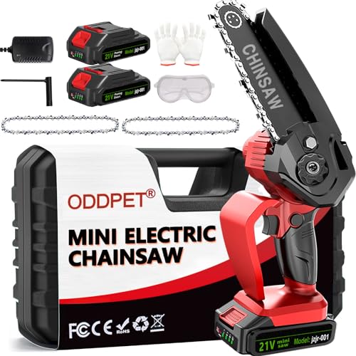 6 Inch Mini Chainsaw Cordless, 21V Mini Battery Chainsaw with 2 Batteries, Portable Handheld Small Chainsaw for Wood Cutting, Tree Trimming, Branch Pruning, Gardening, Camping