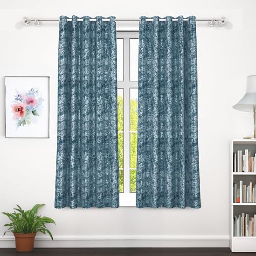Image of Curtain Window - Raga Transparent Curtain 5 Feet with 1 Unit of Window Curtains |Texture| Ash Blue| Polyester, Pack of 10