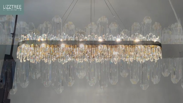 9号 AVALANCHE GOLDEJEWELRY Bayfeve Modern Crystal Chandeliers 9 -Light Brushed Gold