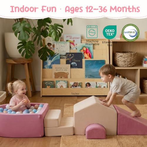 Image of STAOLENE Soft Foam Climbing Blocks with Ball Pit(No Balls) | Indoor Playground Climbing Toys for Toddler 1-3, Ideal Gift for Crawling & Sliding, Machine-washable Covers