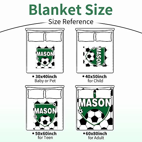 Image of Personalized Soccer Blanket with Name for Boys Custom Name Blanket for Kids