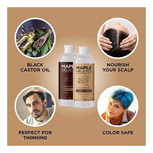 Castor Oil Shampoo And Conditioner Set - Jamaican Black Castor Oil Shampoo And Biotin Collagen Keratin Conditioner - Sulfate Free Shampoo And Conditioner For Fine Hair And Dry Scalp Care 16Oz #TOP5
