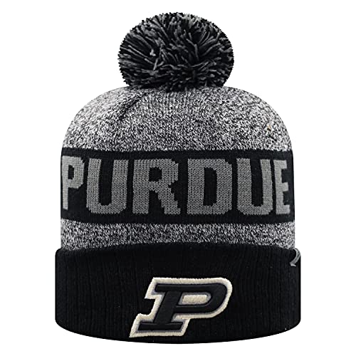 Top of the World NCAA Arctic Striped Cuffed Knit Pom Beanie Hat-Purdue- One Size Fits Most