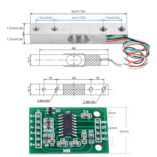 2sets 5kg load cell weight sensor  hx711 load cell amplifier module weighing sensor dual-channel 24 bit precision ad module