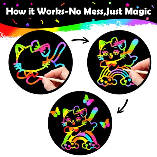 Image of ZMLM 48 Pack Rainbow Art Scratch Notebooks for Kids Birthday Party Favors