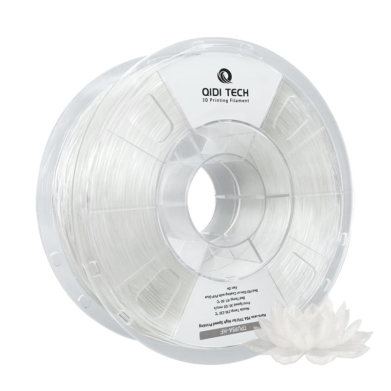 R QIDI TECHNOLOGY TPU 95A High Flow Filament 1.75mm，TPU95A-HF Flexible 3D Printer Filament Fit Most FDM 3D Printers，High Resilience，Suitable for High