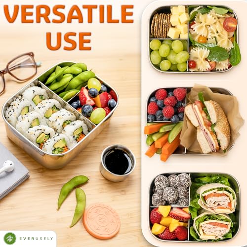 Image of Stainless Steel Bento Box + Condiment Container - Orange, 27oz / 0.8 L
