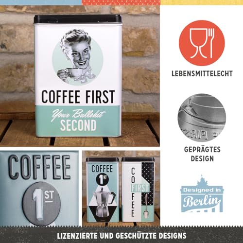 Foto von Nostalgic-Art Retro Vorratsdose L, 3 l, Coffee First – Geschenk-Idee für Kaffee-Fans, Große Kaffee-Dose aus Blech, Vintage Design, Kaffee-Deko