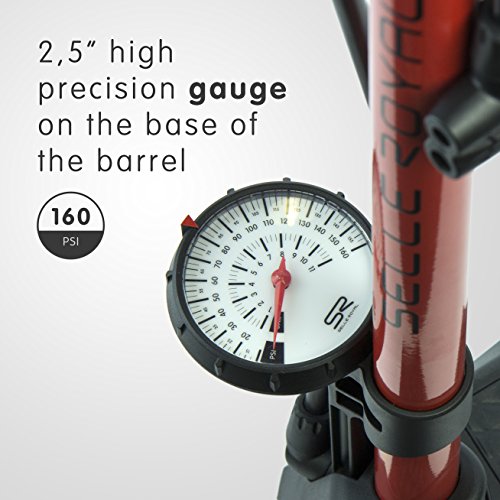 Selle Royal Scirocco Bike Floor Pump with Over, Medium, Black - Thumbnail 5
