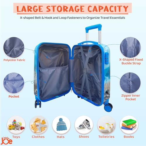 Image of JUNIOR JOE 20 Inch Kids Suitcase with 4 Wheel Travel Trolley Bag (4 Day Trip) (Sky blue-20inch)