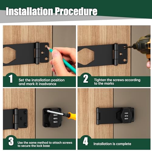 Türriegel Abschließbar 4 Zoll Überfalle Zahlenschloss, Schiebetür Schloss Türschloss Riegel Schrankschloss, Schwarz Metall Türriegel für Kleine Türen Schränke Scheunentür Outdoor Garage Garten