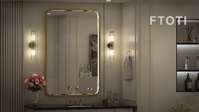 FTOTI 36x28 Inch LED Bathroom Mirror with Light,Black Metal Frame Lighted Vanity Mirror, Anti Fog Design&Dimmable&Touch Switch,Large Wall Mounted Makeup Mirror (Horizontal/Vertical)