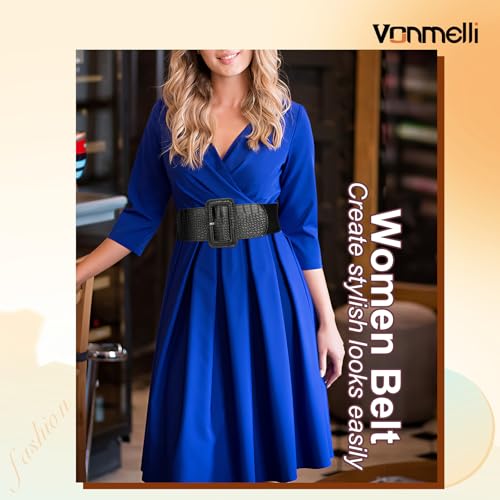 Image of VONMELLI Stretchy Wide Women Belts Elastic Vintage Belts for Women Fashion Ladies Waist Belt for Dress