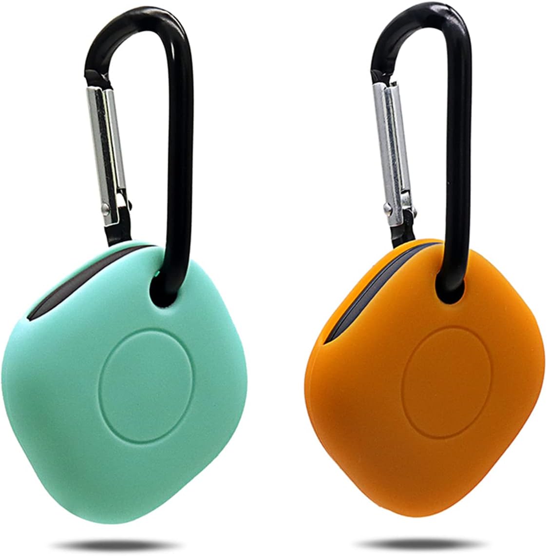 (2 Packs) Samsung Galaxy SmartTags Cases,Doweiss Premium Rubber Protective Cases Cover Anti-Scratch Lightweight with Clips Keychain Fit for Galaxy SmartTags/SmartTag+ Plus (Orange + Mint Green)