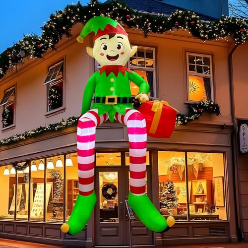 Fayavoo 240 cm Aufblasbare Weihnachtsdeko Aussen, Sitzender Elf...