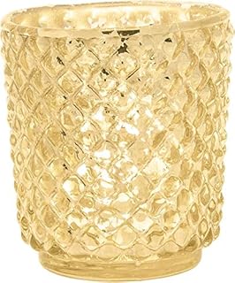 Luna Bazaar Vintage Mercury Glass Vase and Candle Holder (3-Inch, Small Rachel Design, Gold) - Decorative Flower Vase for Home DÃ©cor, Party Decorations and Wedding Centerpieces