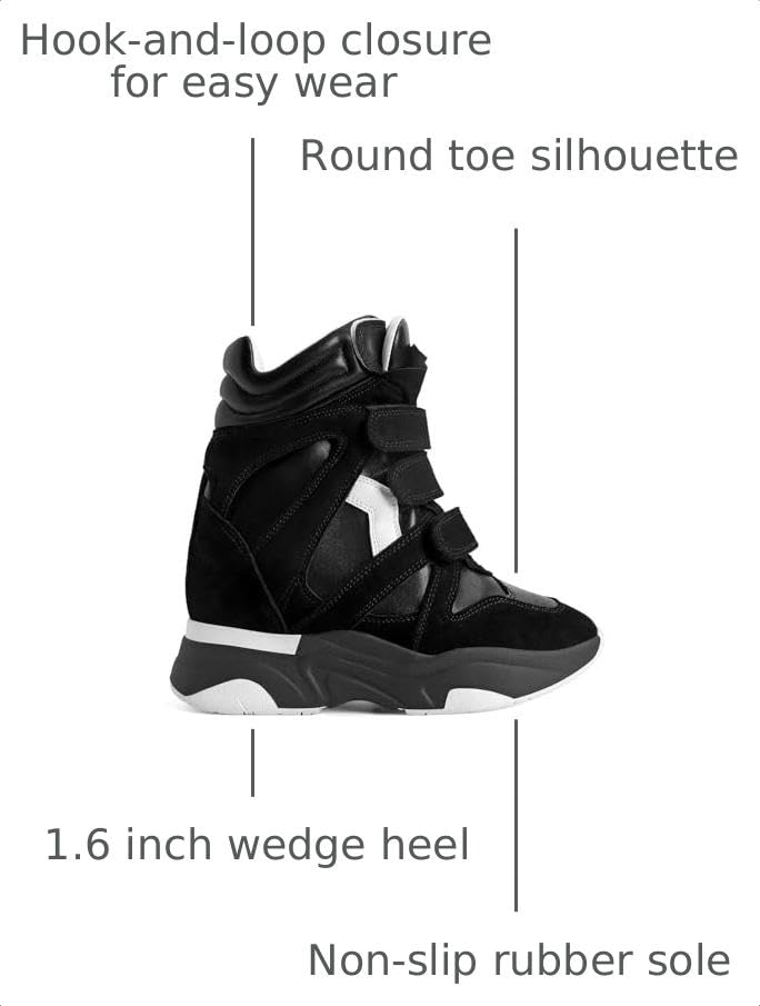 Image of ZJGZF Wedge Sneakers for Women Platform Round Toe Suede Leather High Heel Tennis Casual Triple Strappy Band Fashion Dressy Comfy Campus Trendy Shoes