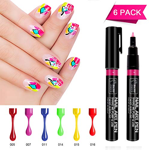 StillCool Nail Art Pen Painting Design Tools Kit Set Drawing Dotting for UV Gel Polish Assorted Colour (6 Random Color)