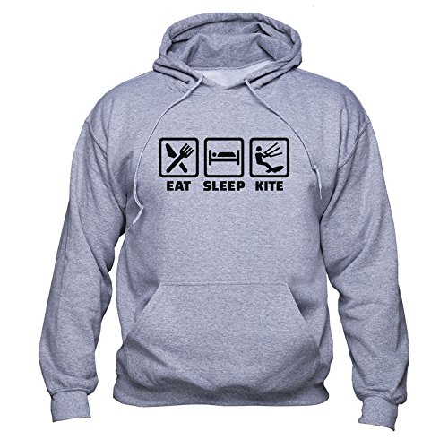 EUGINE DREAM Eat Sleep Kite Sweatshirt Kite Surfer Hoodie Kitesurfing Pullover Kiteboarding Men Women Sweats à Capuche Unisexe Gris M