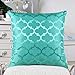 CaliTime Pack of 2 Cushion Covers Throw Pillow Cases Shells for Home Sofa Couch Modern Shining & Dull Contrast Quatrefoil Accent Geometric 18 X 18 Inches Turquoise