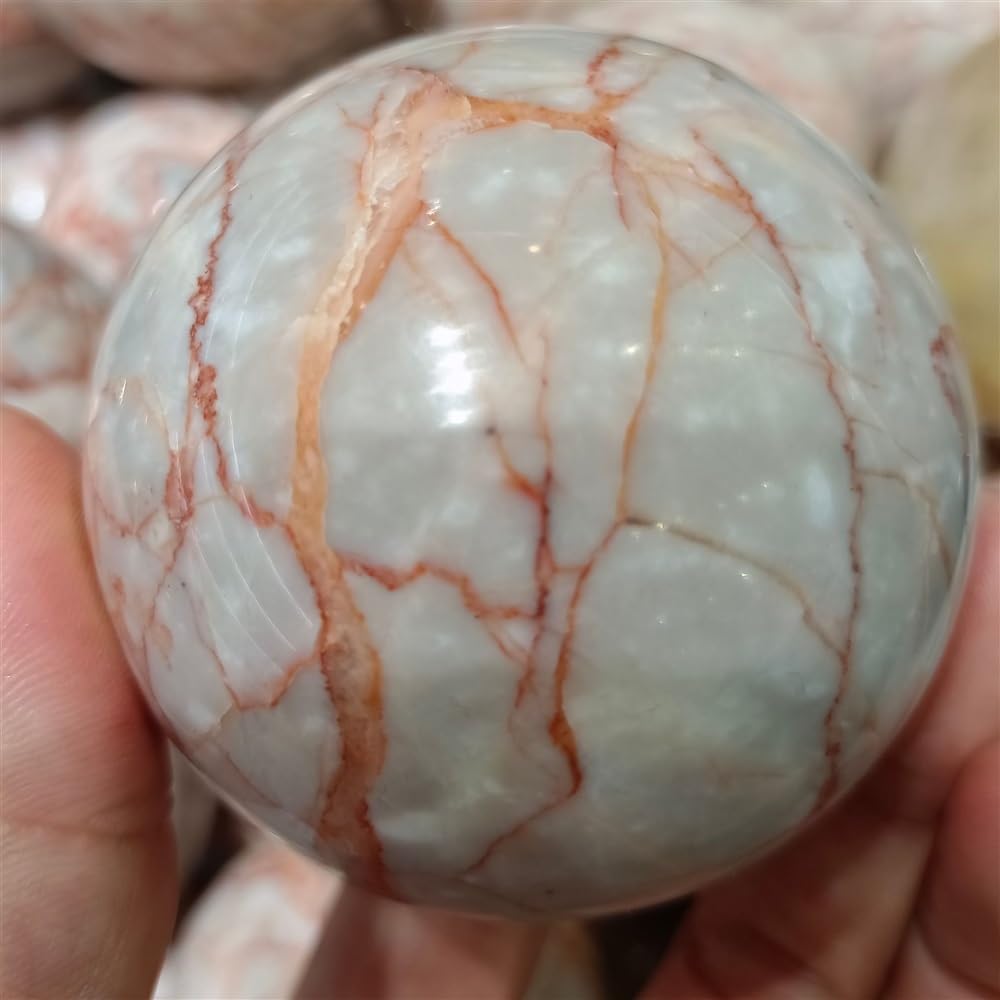 RVBLRDSE Red Network Stone Ball Crystal Home Decoration Craft Gifts Ornaments (Size : 350-400g) Gemstone Stone