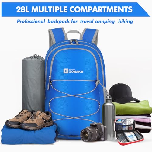 Image of ZOMAKE Ultra Lightweight Hiking Backpack 28L, Packable Small Backpacks Water Resistant Daypack for Women Men(Dark blue)