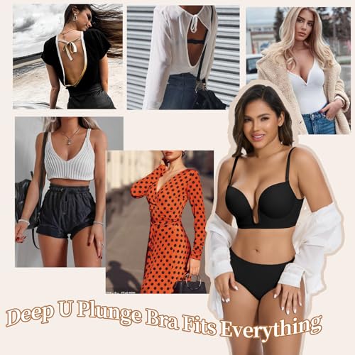 Image of JOYSHAPER Low Cut Bras for Women Backless Plunge Bra with Clear Straps