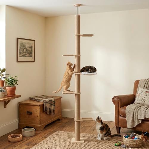 Árbol para gatos de 5 niveles ajustable de piso a techo miniatura 6