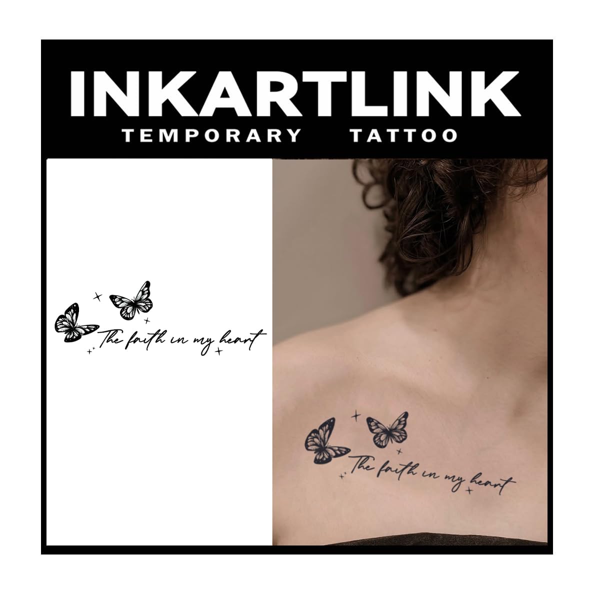 INKARTLINK Tattoo Tech, 2 Sheets Medium Semi Permanent Tattoo, Temporary Tattoos, Last 1-2 Weeks, Waterproof, Realistic Look, No Adhesive, No
