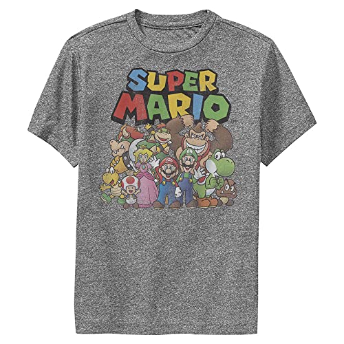 Nintendo Group Shot T-Shirt, Antracite Melange, M Unisex-Bambino