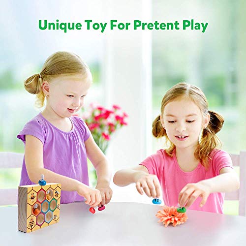 Coogam Toddler Fine Motor Skill Toy, Clamp Bee To Hive Matching Game, Montessori Wooden Color Sorting Puzzle, Early Learning Preschool Educational Gift Toy For 3 4 5 Years Old Kids #TOP1