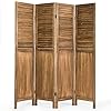 Giantex 4 Panel 6 ft Wooden Room Divider Portable Partition Screen Perfect Zoom Background Wood Panel Dressing Screen Indoor Outdoor Folding Privacy Screens for Home Office Barn Garden Khaki