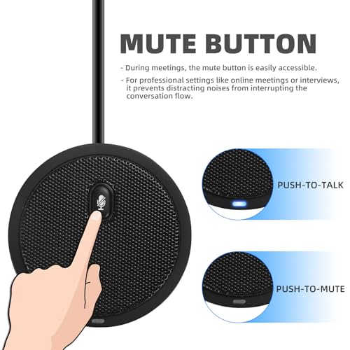 DricRoda USB Microphone, Microphone for PC, Computer Microphone, Desktop Conference Speaker, Omnidirectional Microphones, Boundary Mic for Laptop, Teleconferencing, Zoom,Conference, Plug-and-Play