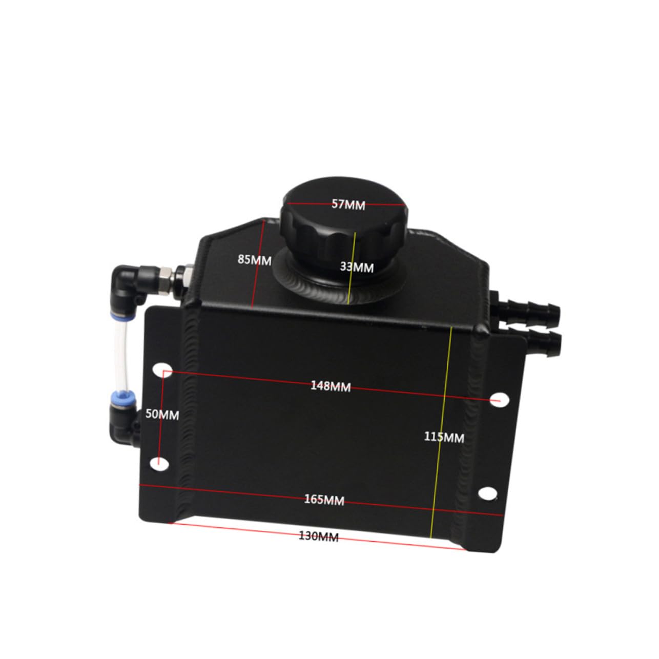 Récupérateur Huile Voiture Aluminium Noir Réservoir Ventilé avec Bouchon Vidange Séparateur Huile et Boues pour Moteur