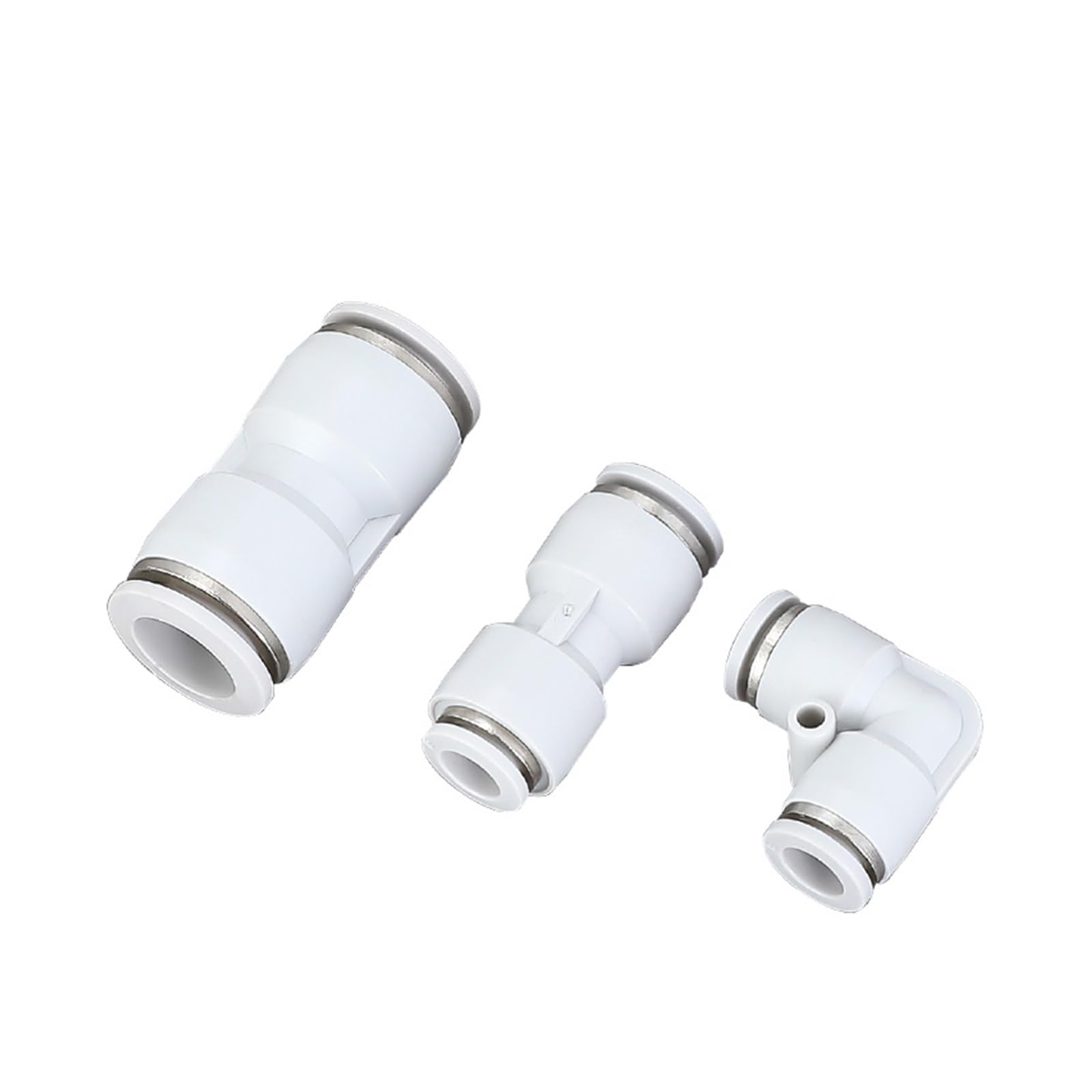 Accesorios neumáticos blancos, acoplamientos for tuberías de aire, 4-16 mm, conector rápido de manguera de plástico, 10/20/50/100 unidades, PU PV(50pcs,PV-10mm)