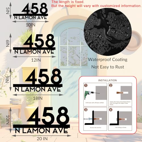 Image of Personalized House Number Custom Metal Address House Numbers Modern House Number Sign for Outside