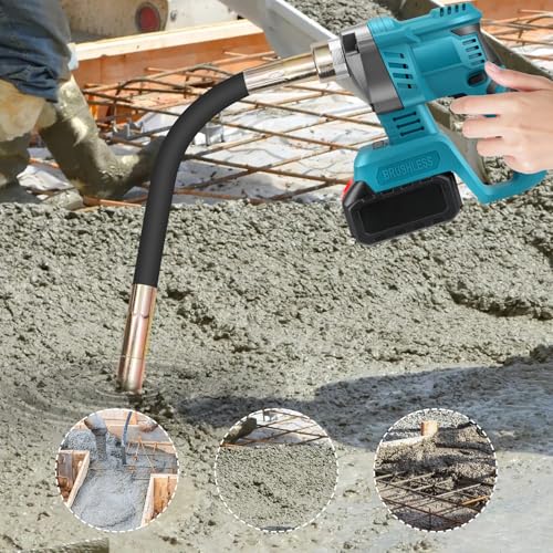 21V Brushless Cordless Concrete Vibrator, 3200RPM Industrial-Grade Handheld Electric Cement Mixer, Fast Charger & 2000mAh Battery, Stirring Tool for Mixing and Compacting Building Concrete (NO Hose) - Image 6